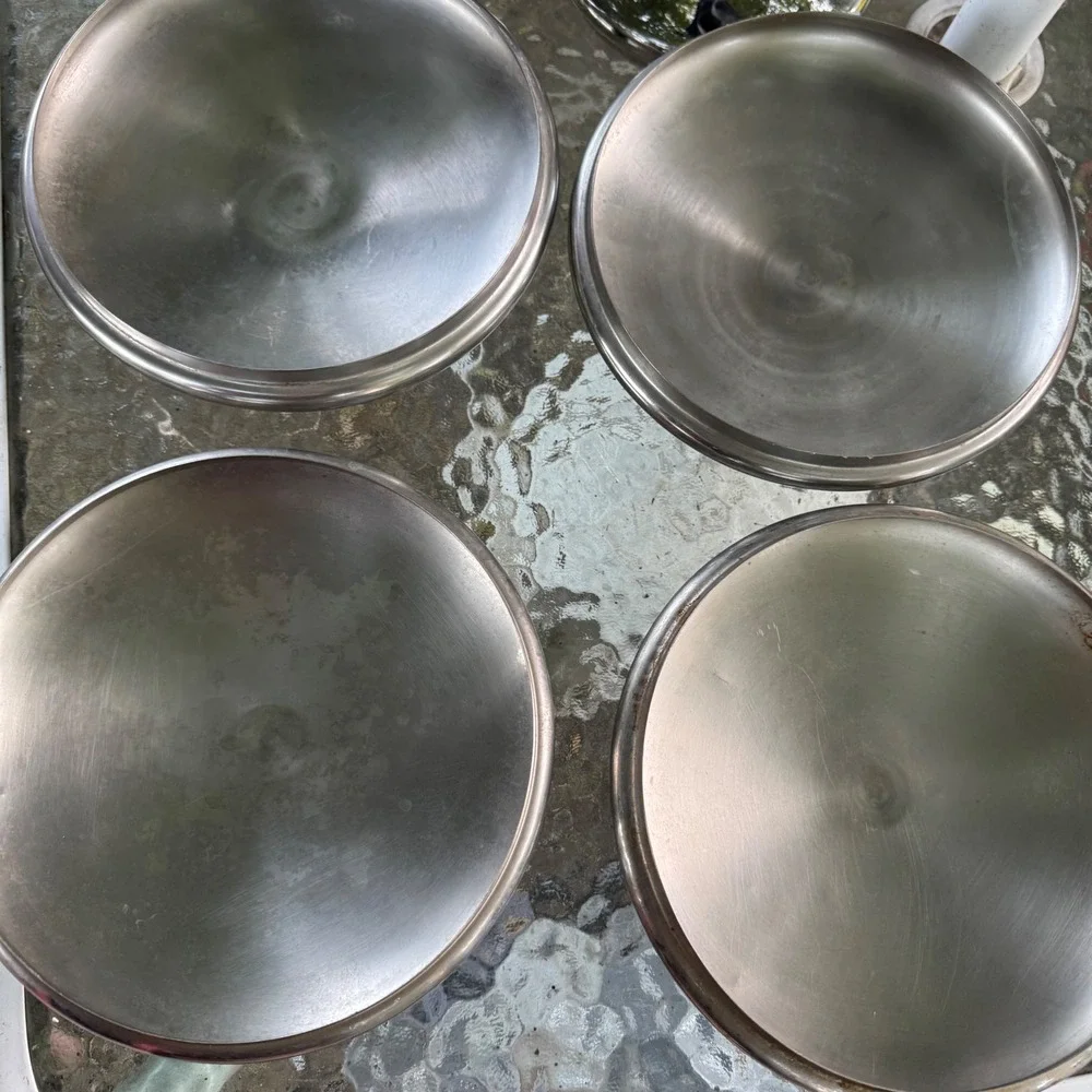 Vintage Revere Ware Stainless Steel Replacement Lids Lot of 7 Bakelite Knobs